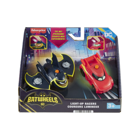 Masinute si trenulete - FISHER PRICE BATWHEELS SET 2 MASINUTE CU LUMINI REDBIRD SI BATWING SCARA 1:55
