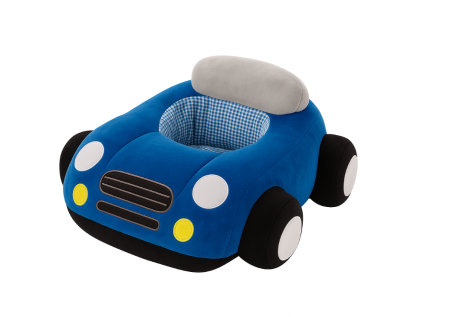 Fotolii copii - Fotoliu bebe, Masinuta, Albastru si Negru, Dimensiune 60 x 70 x 25 cm