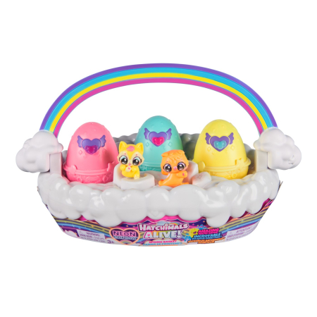 Figurine - HATCHIMALS ALIVE NEON RAINBOW SET COSULET DE OUA
