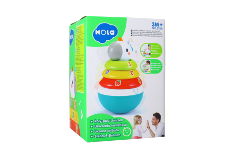 Jucarii tip Montessori - HOPA MITICA ROLY POLY UNICORN CU INELE PENTRU STIVUIT