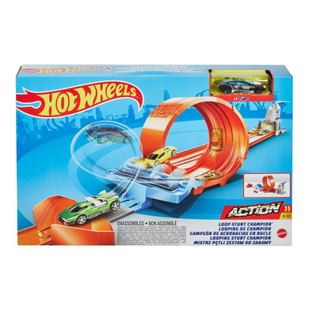 Masinute si trenulete - HOT WHEELS CIRCUIT RAPID CU LANSATOR PENTRU CASCADORII SI MASINUTA EXCLUSIVA