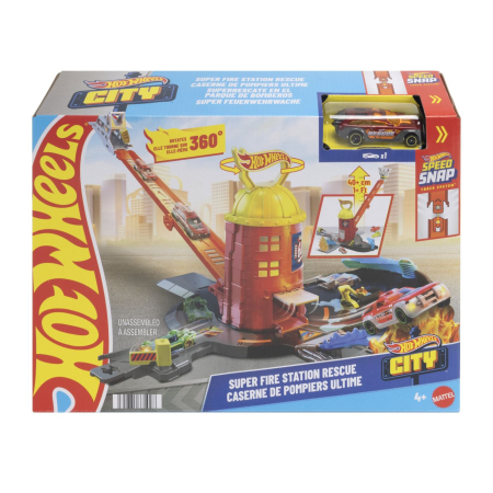 Masinute si trenulete - HOT WHEELS CITY SET DE JOACA SUPER STATIE DE POMPIERI CU MASINUTA INCLUSA