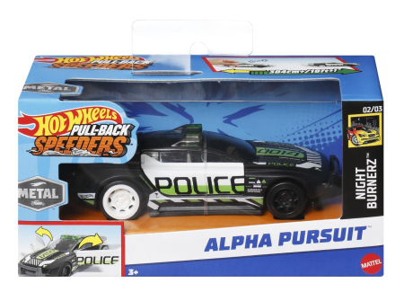 Masinute si trenulete - HOT WHEELS MASINUTA METALICA CU SISTEM PULL BACK POLICE ALPHA PURSUIT SCARA 1:43