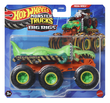 Masinute si trenulete - HOT WHEELS MONSTER TRUCK BIG RIGS MASINUTA METALICA CU 6 ROTI MEGA-WREX SCARA 1 LA 64