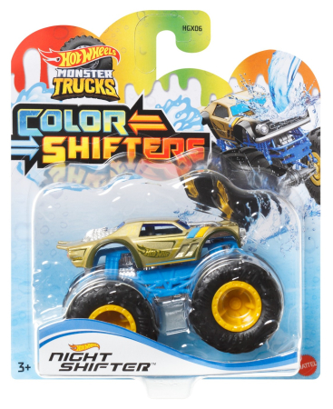 Masinute si trenulete - HOT WHEELS MONSTER TRUCK CAMION NIGHT SHIFTER CU CULORI SCHIMBATOARE SCARA 1:64