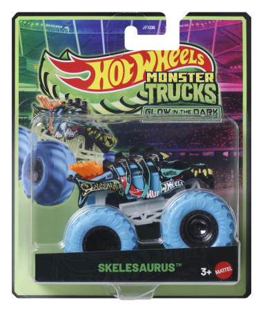 Masinute si trenulete - HOT WHEELS MONSTER TRUCK GLOW IN THE DARK MASINUTA SKELESAURUS SCARA 1 LA 64