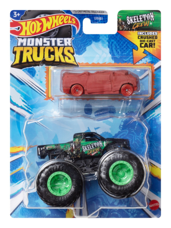 Masinute si trenulete - HOT WHEELS MONSTER TRUCK SI MASINUTA METALICA SKELETON CREW