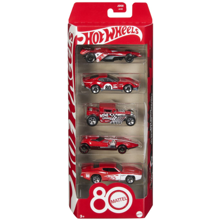 Masinute si trenulete - HOT WHEELS SET 5 MASINUTE METALICE ANIVERSARE 80 DE ANI SCARA 1 LA 64