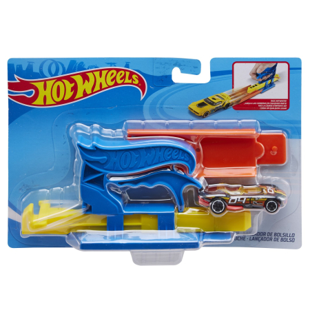 Masinute si trenulete - HOT WHEELS SET LANSATOR PORTABIL ALBASTRU SI MASINUTA