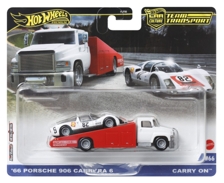 Masinute si trenulete - HOT WHEELS TRANSPORTATOR CARRY ON CU MASINUTA  PORSCHE CARRERA 906 SCARA 1:64