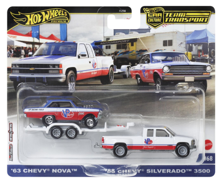 Masinute si trenulete - HOT WHEELS TRANSPORTATOR CHEVY SILVERADO 3500 88 CU MASINUTA CHEVY NOVA 63 SCARA 1:64