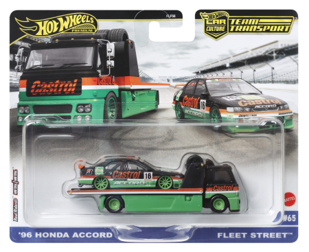 Masinute si trenulete - HOT WHEELS TRANSPORTATOR FLEET STREET CU MASINUTA HONDA ACCORD 96 SCARA 1:64