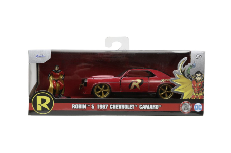 Masinute si trenulete - JADA BATMAN SET FIGURINA ROBIN SI MASINUTA METALICA CHEVROLET CAMARO 1967 SCARA 1:32