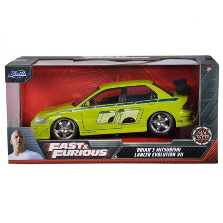 Jucarii - JADA FAST AND FURIOUS MASINUTA METALICA BRIANS MITSUBISHI LANCER EVOLUTION VII VERDE SCARA 1 LA 24