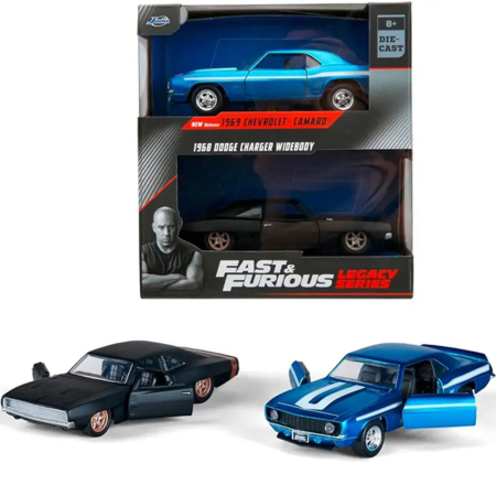Jucarii - JADA FAST AND FURIOUS SERIA LEGACY SET 2 MASINUTE METALICE CHEVROLET CAMARO SI DODGE CHARGER WIDEBODY SCARA 1 LA 32