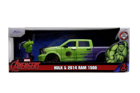 Masinute si trenulete - JADA MARVEL SET FIGURINA HULK SI MASINUTA METALICA RAM 1500 2014 SCARA 1:24