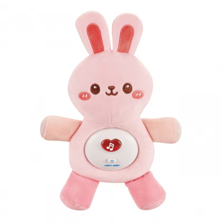 bubu-still.ro - Jucarie de plus iepuras pentru bebelusi Chipolino cu lumini si melodii pink