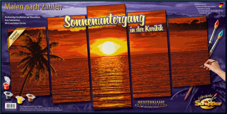 KIT PICTURA PE NUMERE SCHIPPER APUS IN CARAIBE, 5 TABLOURI [3]