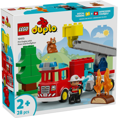 Jucarii - LEGO DUPLO CAMION DE POMPIERI CU FURTUN SI POMPIER 10473