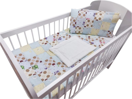 Lenjerii 4 piese - Lenjerie MyKids Mini Patratel Multicolor Buline Maro 4 Piese 120x60