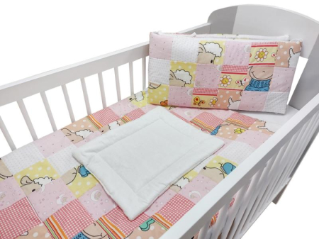 Lenjerii 4 piese - Lenjerie MyKids Mini Patratel Multicolor Girl 4 Piese 120x60