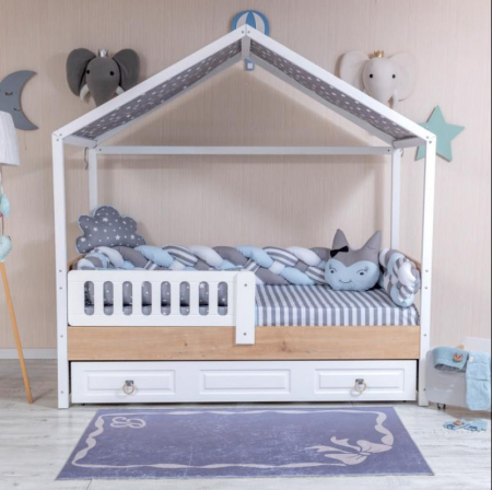Lenjerii cu baldachin, 8 piese - Lenjerie MyKids Montessori 6 Piese PS107 95x195 cm
