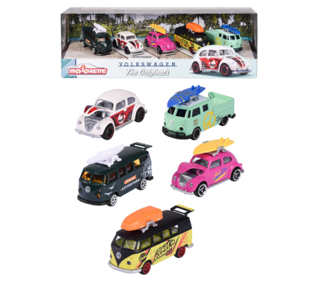 Masinute si trenulete - MAJORETTE SET 5 MASINUTE DIN METAL VOLKSWAGEN 7.5CM