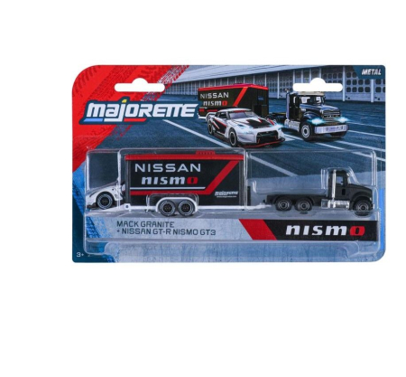 Noutati - MAJORETTE TRANSPORTER SET REMORCA DE CURSE DELUXE MACK GRANITE SI MASINUTA NISSAN GT R NISMO GT 3