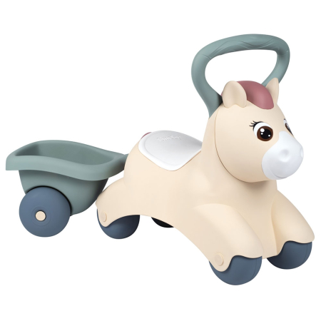 Masinute fara pedale - Masinuta de impins Smoby Pony cu remorca