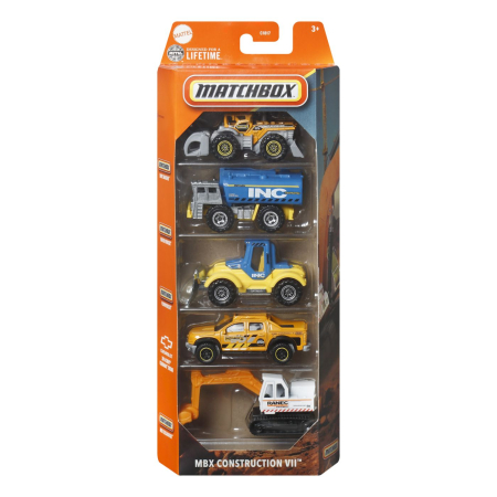 Masinute si trenulete - MATCHBOX SET 5 MASINUTE METALICE MBX CONSTRUCTION VII SCARA 1:64