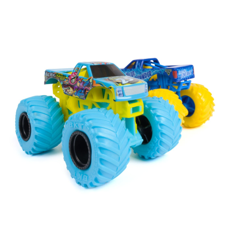 MONSTER JAM SET 2 MASINUTE METALICE BLUE THUNDER SI BAD NEWS TRAVELS FAST SCARA 1 LA 64 [1]