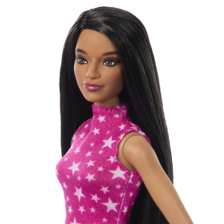 PAPUSA BARBIE FASHIONISTA BRUNETA CU TOP CU STELUTE [4]