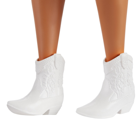 PAPUSA BARBIE FASHIONISTA CU PARUL MOV SI ROCHITA CU STELUTE [4]