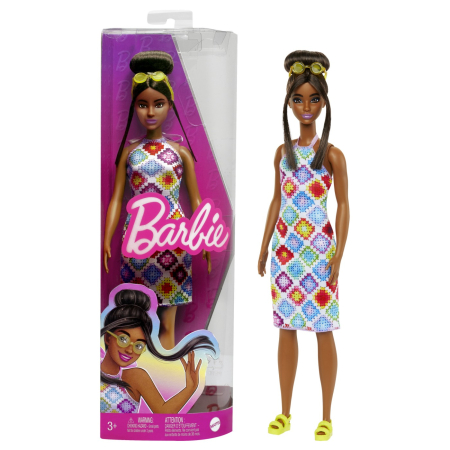PAPUSA BARBIE FASHIONISTA SATENA CU OCHELARI DE SOARE GALBENI [5]