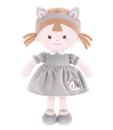 Jucarii - Papusa din plus, cu rochita model pisicuta