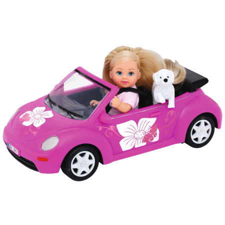 Promotii - Papusa Simba Evi Love 12 cm Evi's Beetle cu masina, catelus si accesorii