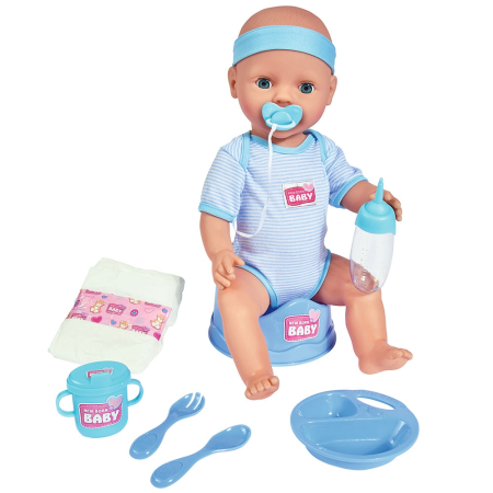 bubu-still.ro - Papusa Simba New Born Baby, Baby Doll 43 cm cu accesorii albastru
