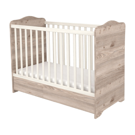 Patut din lemn - Patut copii din lemn cu sertar Hubners Sofia 120x60 cm crem nisip