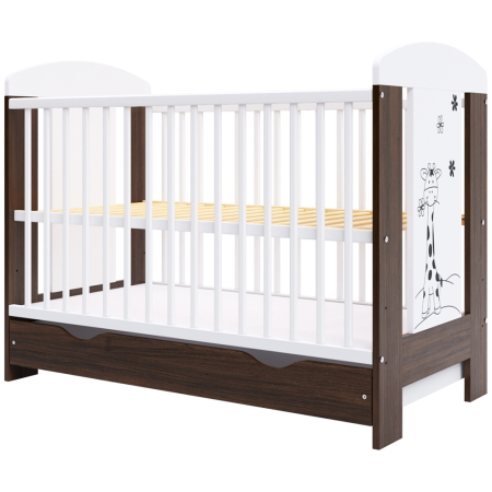 Patut din lemn - Patut copii din lemn Hubners Calisto Girafa 120x60 cm maro cu sertar
