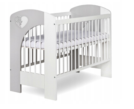 Patut din lemn - Patut copii din lemn KLUPS NEL Heart Alb Gri