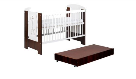 Patut din lemn - Patut copii lemn Cu Sertar Little GIRAFFE Wenge