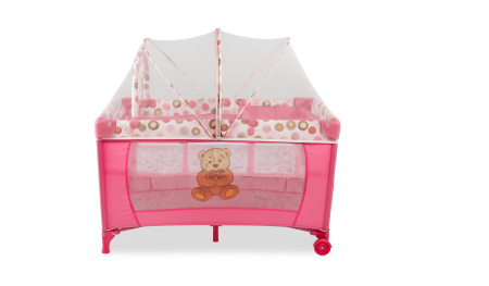 Patut pliabil, 120x60cm, 2 nivele, roz [1]