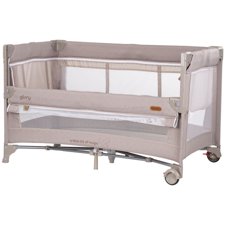 Patut bebe - Patut pliabil Chipolino Glory cu laterala culisanta tiramisu