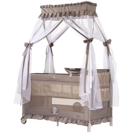 Patut bebe - Patut pliabil Chipolino Palace Bear beige
