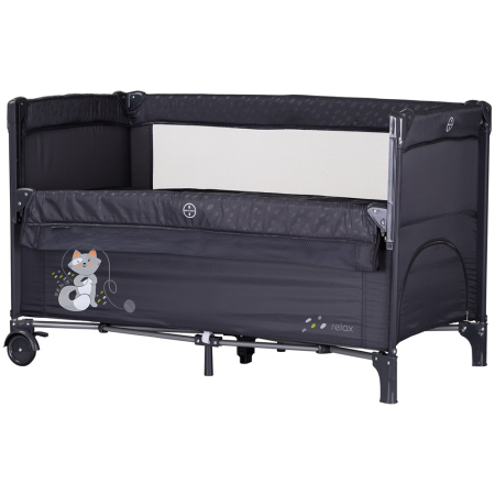 Patut bebe - Patut pliabil Chipolino Relax anthracite cu laterala culisanta