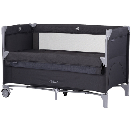 Patut bebe - Patut pliabil Chipolino Relax anthracite linen cu laterala culisanta