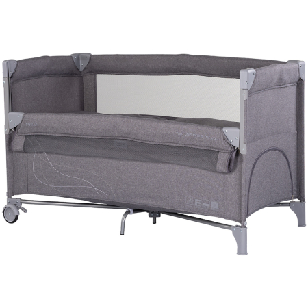 Patut bebe - Patut pliabil Chipolino Relax charcoal linen cu laterala culisanta