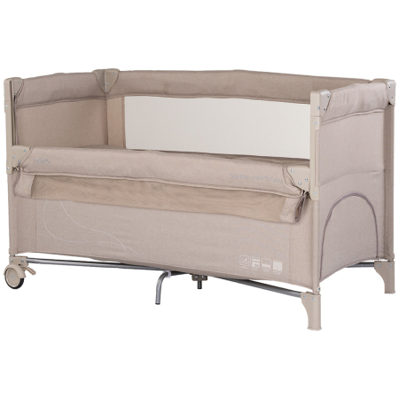 Patut bebe - Patut pliabil Chipolino Relax latte linen cu laterala culisanta