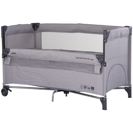 Patut bebe - Patut pliabil Chipolino Relax platinum linen cu laterala culisanta