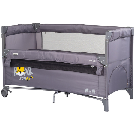 Patut bebe - Patut pliabil Chipolino Relax Tiger charcoal cu laterala culisanta